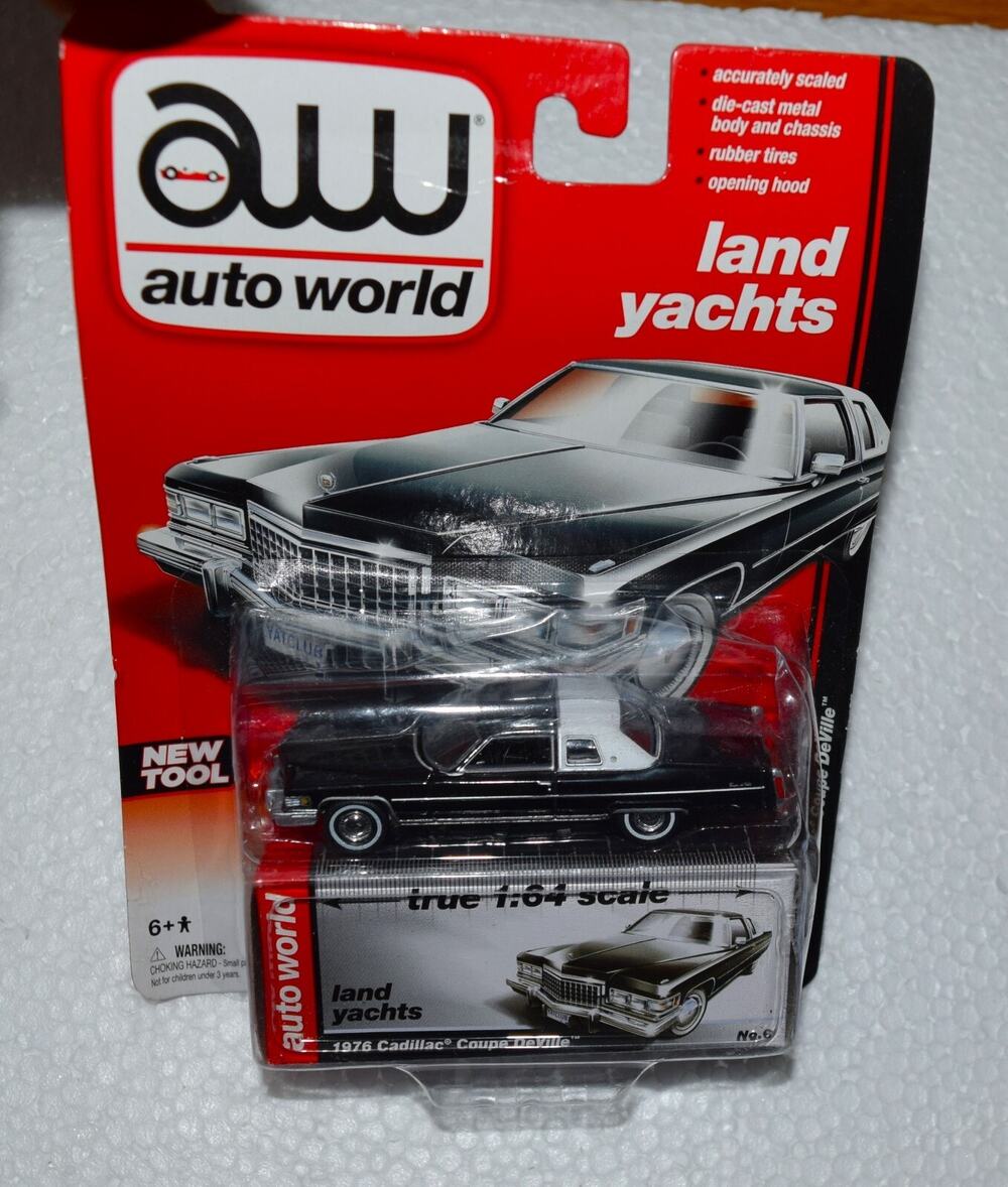 1976 '76 CADILLAC COUPE DEVILLE BLACK LAND YACHTS AW AUTO WORLD DIECAST 2013